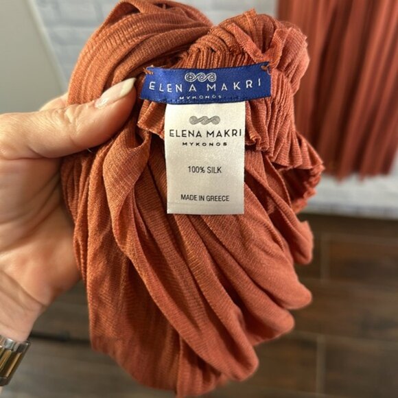 ✨ Authentic Elena Makri 100% Silk Two-Piece Outfit - Rust Color, One Size, NWOT - Picture 7 of 10